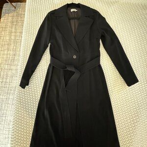R Label Trench Coat Black, Small, Crepe Material